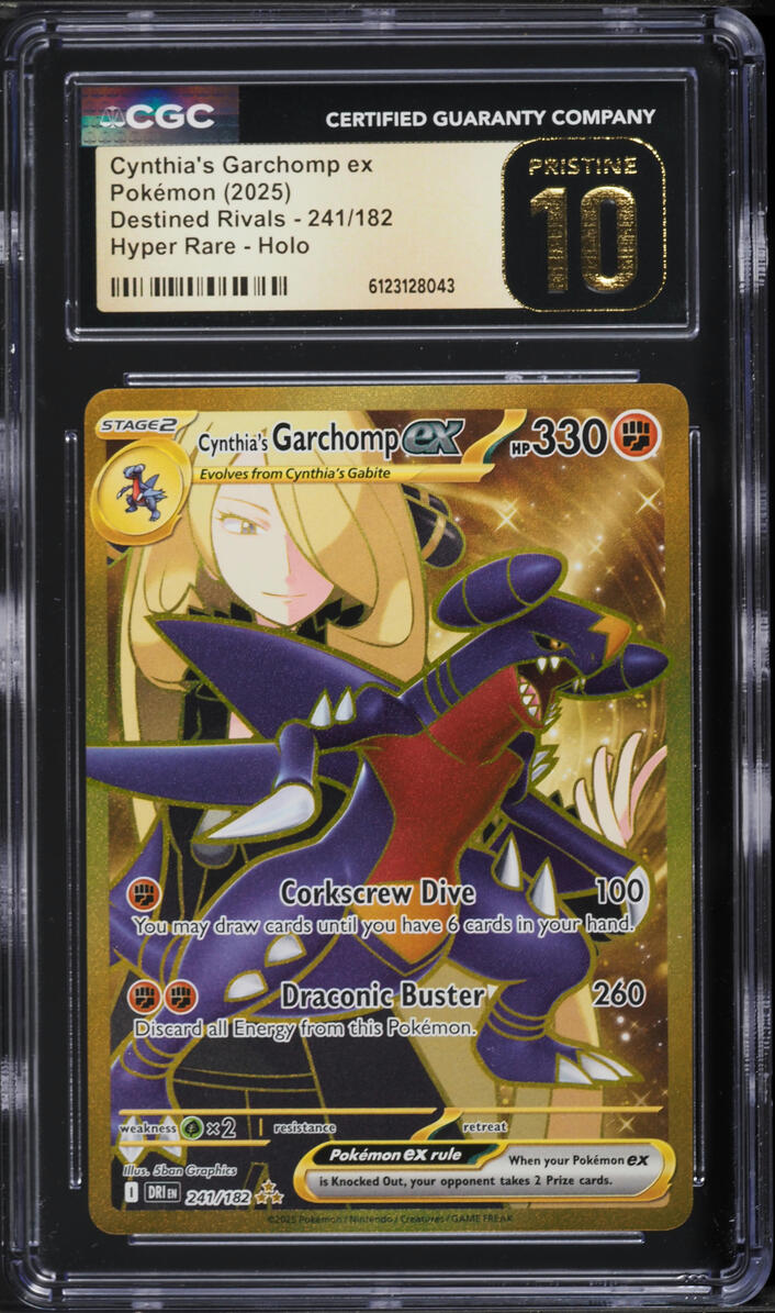 2025 Pokemon SV Destined Rivals Gold Rare Cynthia's Garchomp ex #241 CGC 10  PRISTINE on Fanatics Collect
