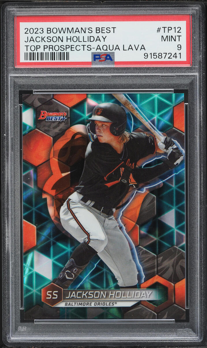 2023 Bowman's Best Top Aqua Lava Jackson Holliday PROSPECT /199 #TP-12 PSA 9 MINT