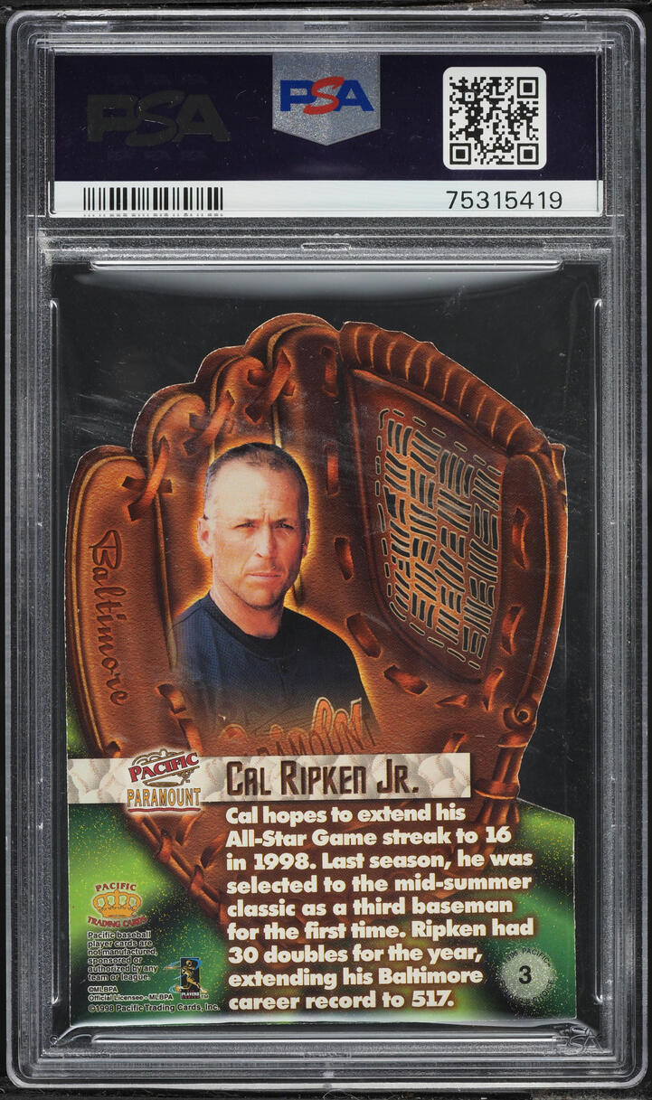 1998 Pacific Paramount Fielder's Choice Cal Ripken Jr. #3 PSA 7