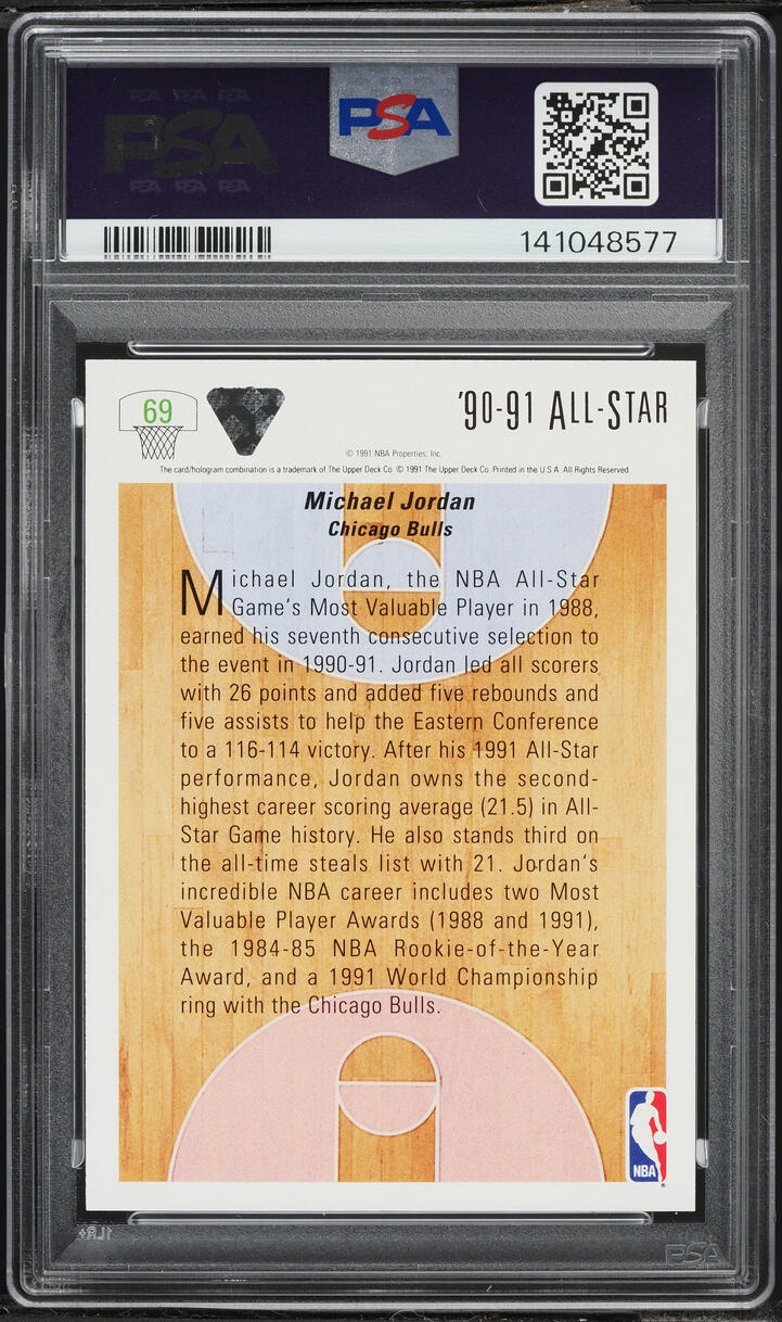 1991 Upper Deck Basketball Michael Jordan #69 PSA 8 NM-MT