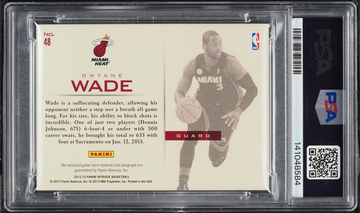 2012 Panini Intrigue Jerseys Dwyane Wade PATCH AUTO /49 #48 PSA 9
