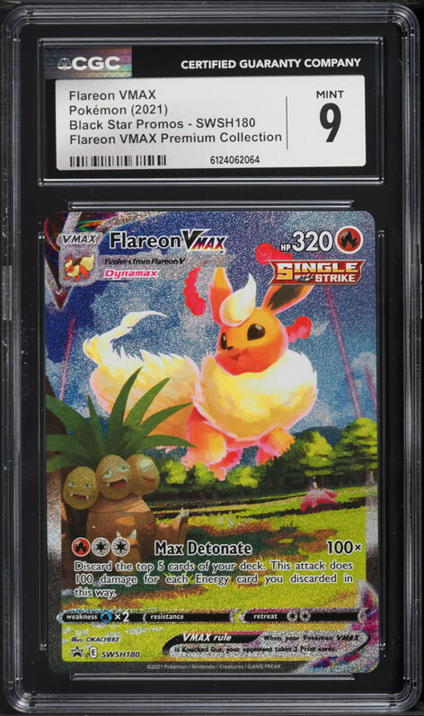 2021 Pokemon Sword & Shield Promo Premium Collection Alt Art Flareon VMAX #SWSH180 CGC 9 MINT