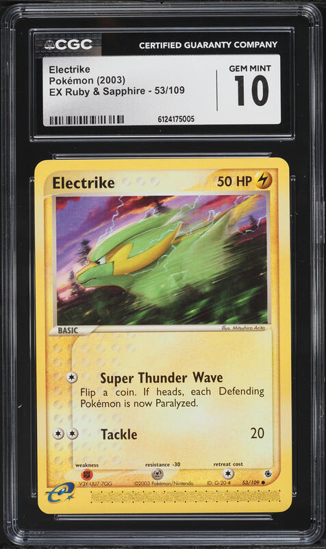2003 Pokemon EX Ruby & Sapphire Reverse Holo Electrike #53 CGC 10 GEM MINT  on Fanatics Collect