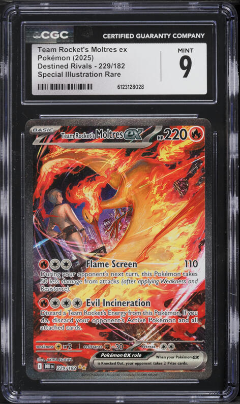 pokemon destined rivals rarest cards Team Rocket's Moltres EX 2025 Special Illustration Rare #229 PSA Authenticated 10 Card this item offers a spectacular aesthetic for a gallery 2025 Pokemon Scarlet & Violet