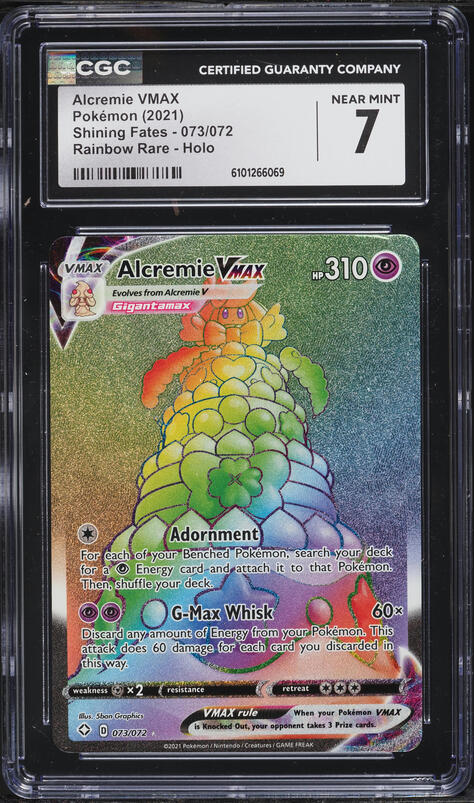 2021 Pokemon Sword & Shield Shining Fates Rainbow Rare Alcremie VMAX #73 CGC 7 NRMT