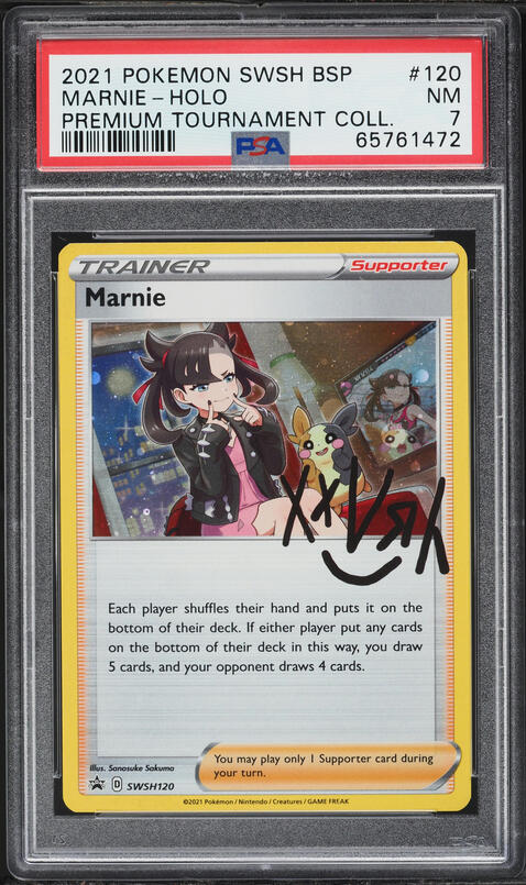 2021 Pokemon SWSH Black Star Promo Premium Collection Holo Marnie #SWSH120 PSA 7 NRMT