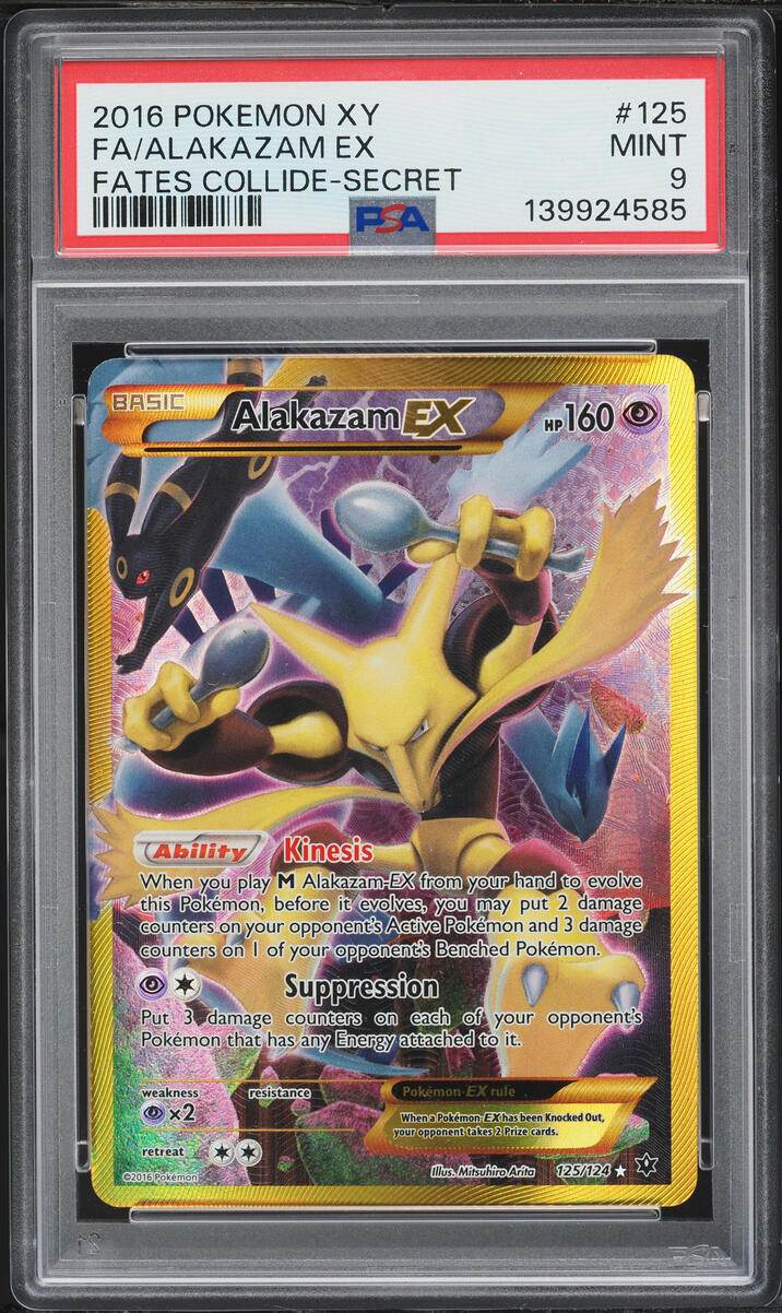 2016 Pokemon XY Fates Collide Full Art Alakazam EX #125 PSA 9 MINT