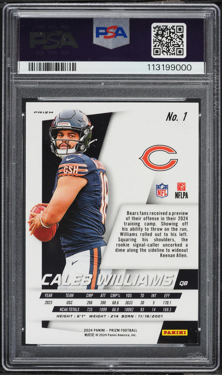 2024 Panini Prizm Flashback Silver Caleb Williams ROOKIE #1 PSA 9 MINT