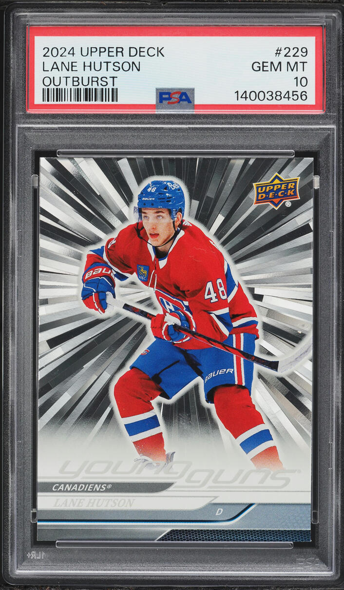 2024 Upper Deck Young Guns Outburst Lane Hutson ROOKIE #229 PSA 10 GEM MINT