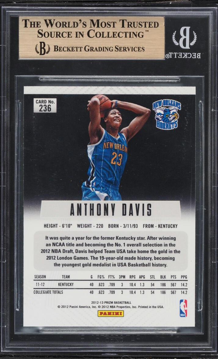 2012 Panini Prizm Anthony Davis ROOKIE #236 BGS 10 PRISTINE