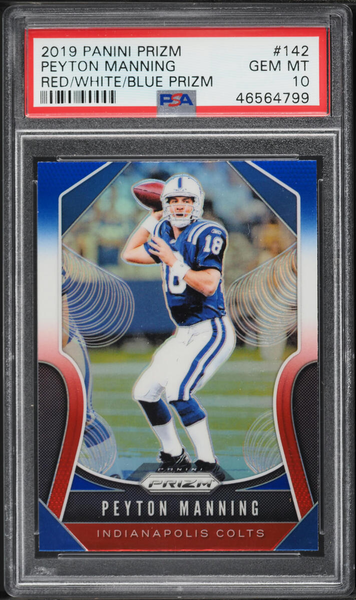 2019 Panini Prizm Red White Blue Peyton Manning #142 PSA 10 GEM MINT