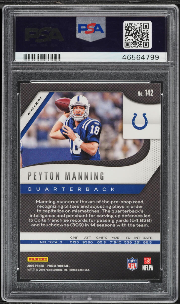 2019 Panini Prizm Red White Blue Peyton Manning #142 PSA 10 GEM MINT