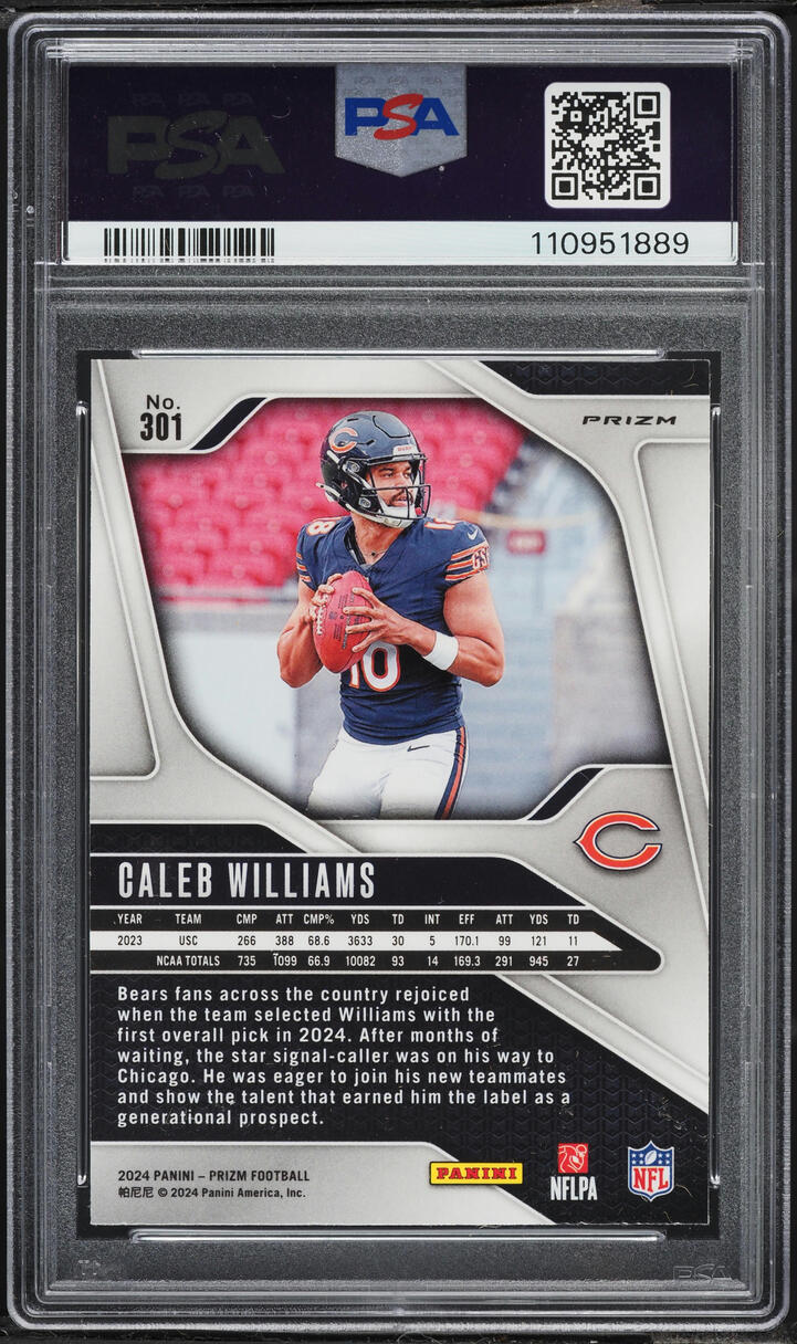2024 Panini Prizm Silver Caleb Williams ROOKIE #301 PSA 9 MINT