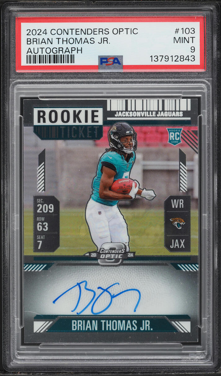 2024 Panini Contenders Optic Brian Thomas Jr. ROOKIE AUTO #103 PSA 9 MINT