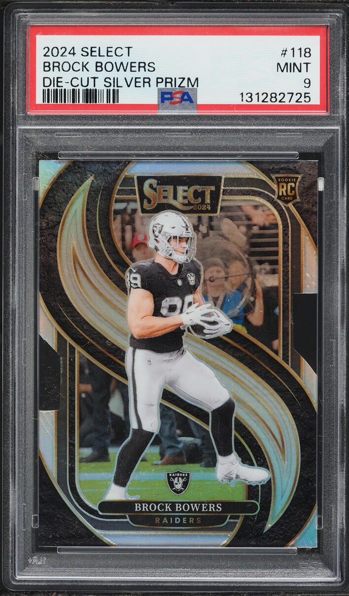 2024 Select Premier Level Die-Cut Silver Prizm Brock Bowers ROOKIE #118 PSA 9 MINT