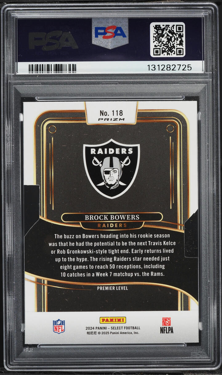 2024 Select Premier Level Die-Cut Silver Prizm Brock Bowers ROOKIE #118 PSA 9 MINT