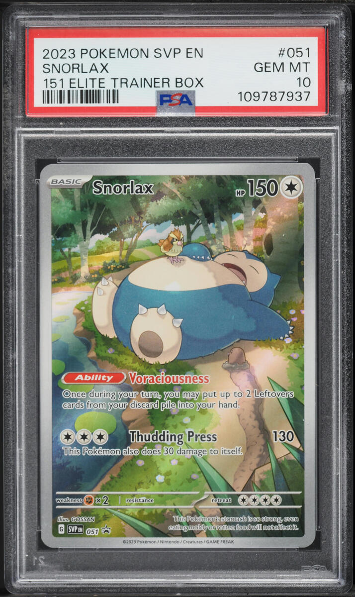 2023 Pokemon Scarlet & Violet Black Star Promo 151 ETB Full Art Snorlax #51 PSA 10 GEM MINT