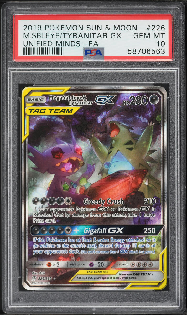 2019 POKEMON SUN & MOON UNIFIED MINDS #226 M.SBLEYE/TYRANITAR GX UNIFIED MINDS-FA