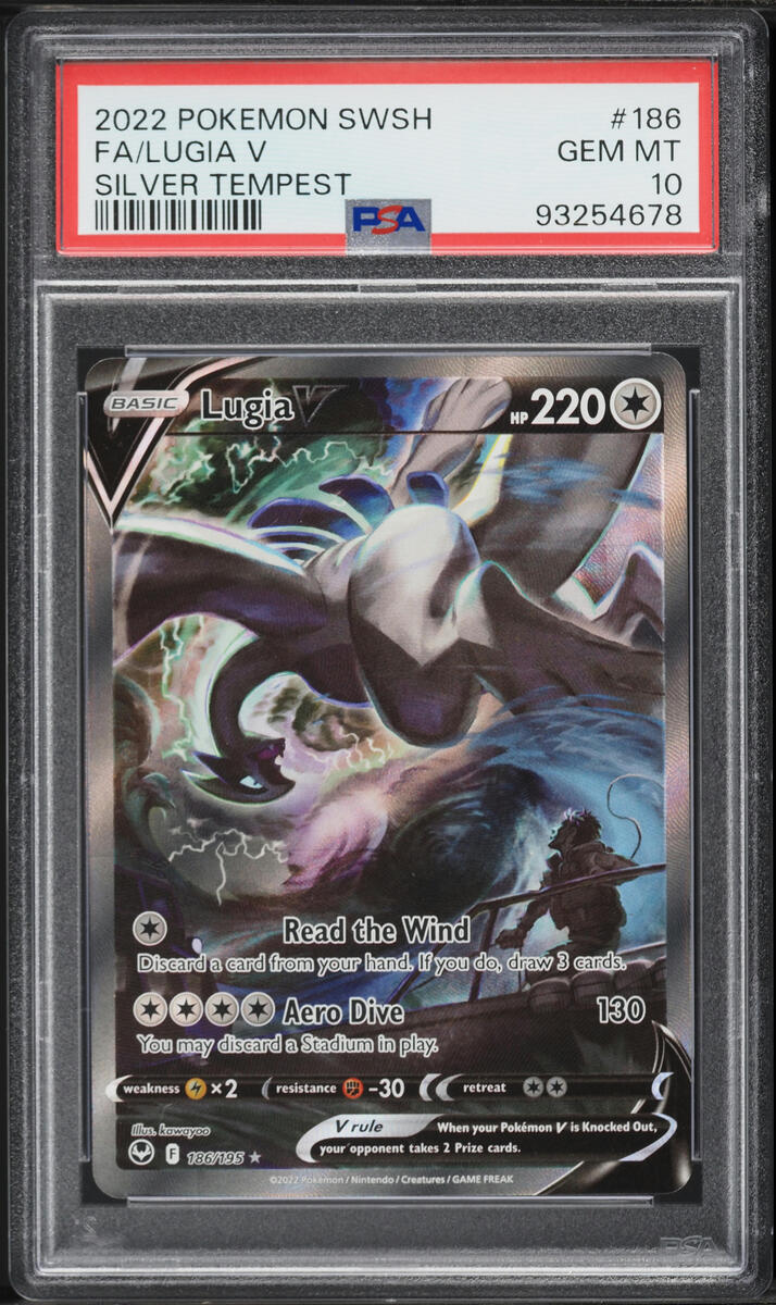 2022 Pokemon SWSH Silver Tempest Full Art Lugia V #186 PSA 10 GEM MINT