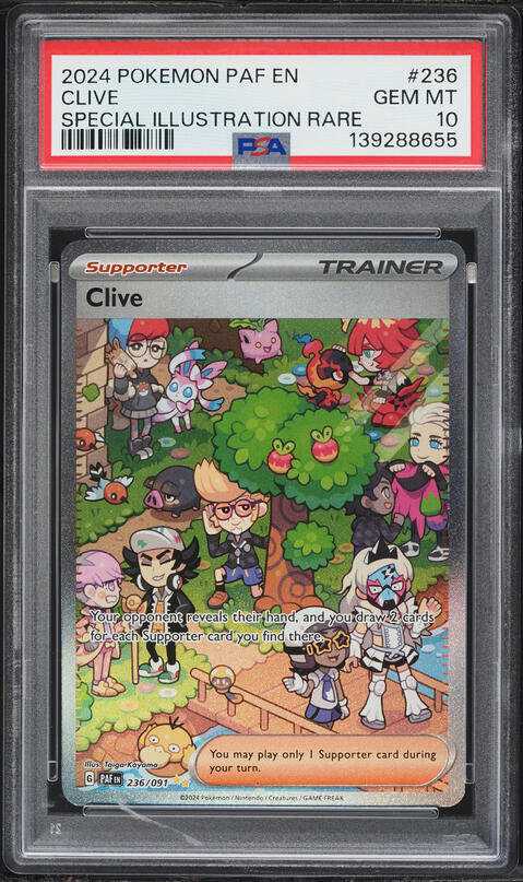 2024 Pokemon Scarlet & Violet Paldean Fates SIR Clive #236 PSA 10 GEM MINT