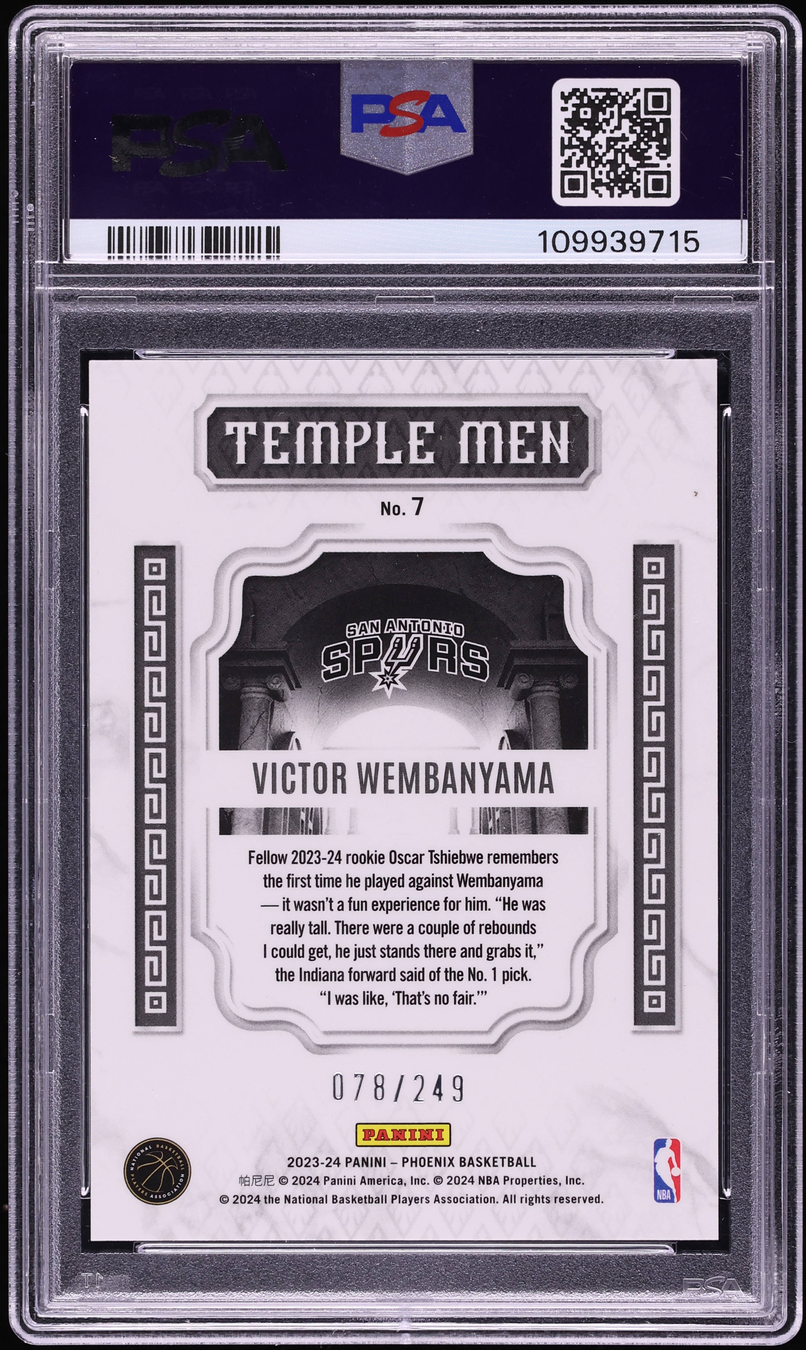 2023 Panini Phoenix Temple Men Orange Ice Victor Wembanyama ROOKIE
