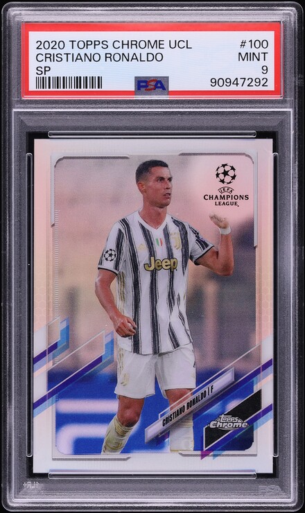 2020 Topps Chrome UEFA Cristiano Ronaldo SP #100 PSA 9 MINT on