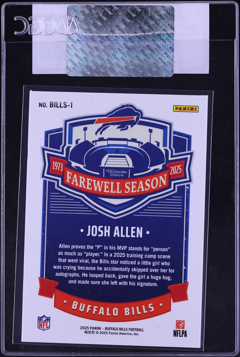 2025 Panini Buffalo Bills Farewell Season Josh Allen #BILLS-1 CGC AUTH
