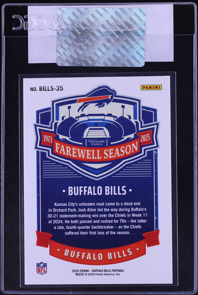 2025 Panini Buffalo Bills Farewell Season Josh Allen #BILLS-35 CGC AUTH