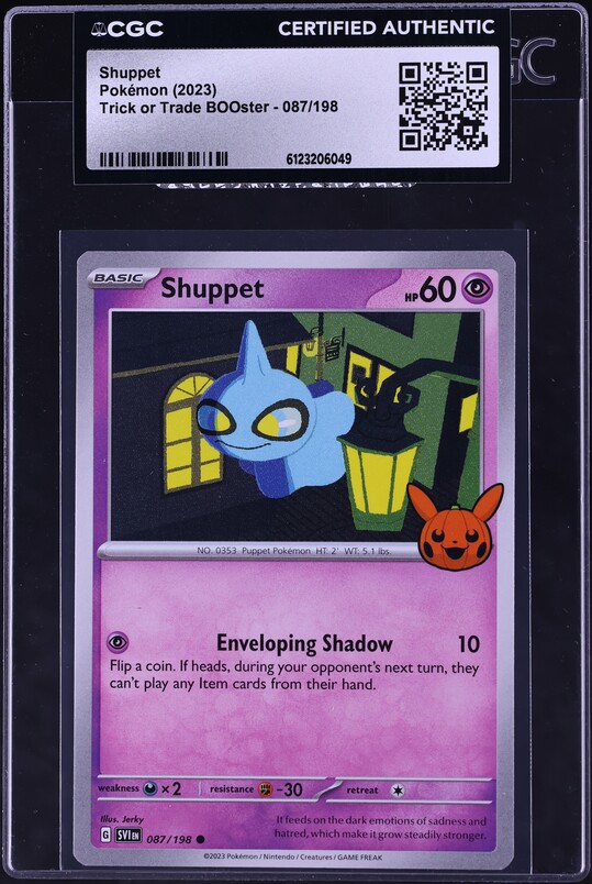 2023 Pokemon Scarlet & Violet Trick Or Trade BOOster Shuppet #087 CGC AUTH