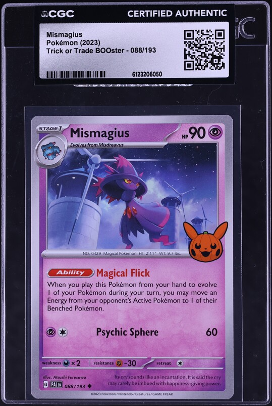 2023 Pokemon Scarlet & Violet Trick Or Trade BOOster Mismagius #88 CGC AUTH