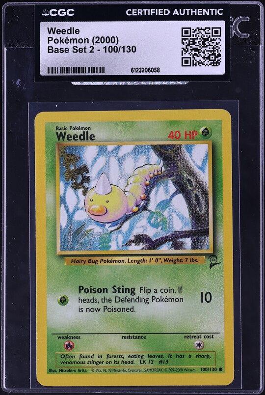 2000 Pokemon Base Set 2 Weedle #100 CGC AUTH