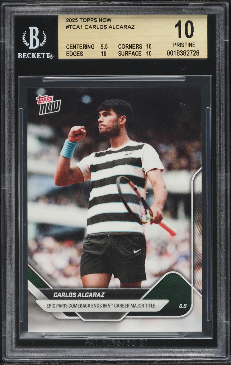 2025 Topps Now Carlos Alcaraz #TCA1 BGS 10 PRISTINE