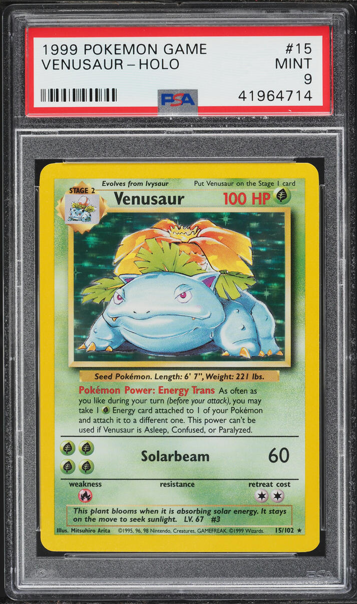 1999 Pokemon Base Set Holo Venusaur #15 PSA 9 MINT
