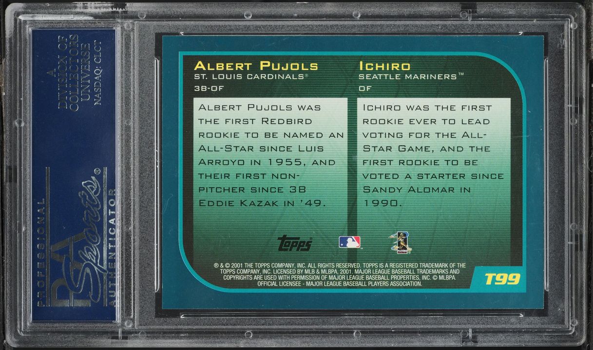 2001 Topps Traded Ichiro Suzuki & Albert Pujols ROOKIE #T99 PSA 10 GEM MINT