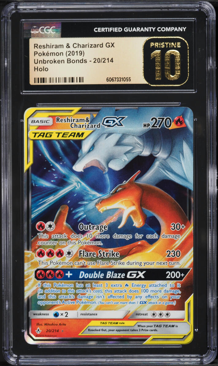 2019 Pokemon Sun & Moon Unbroken Bonds Reshiram & Charizard GX #20 CGC 10 PRISTINE