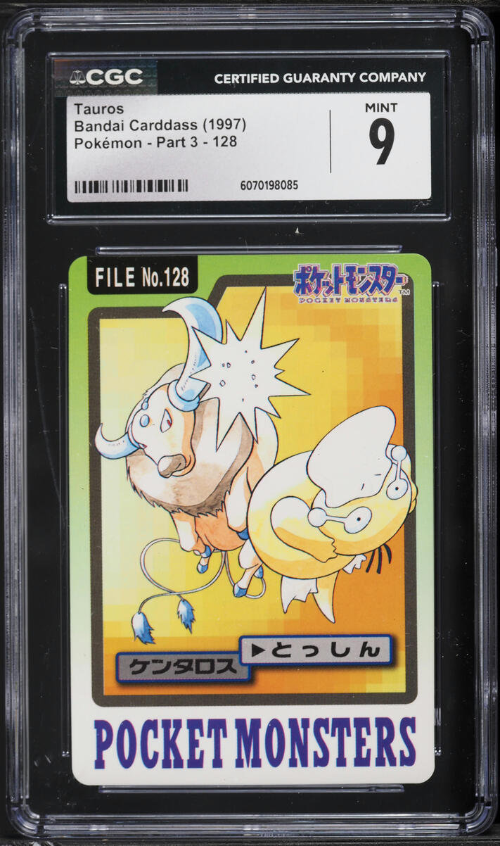 1997 Pokemon Japanese Bandai Carddass Part 3 Tauros #128 CGC 9 MINT