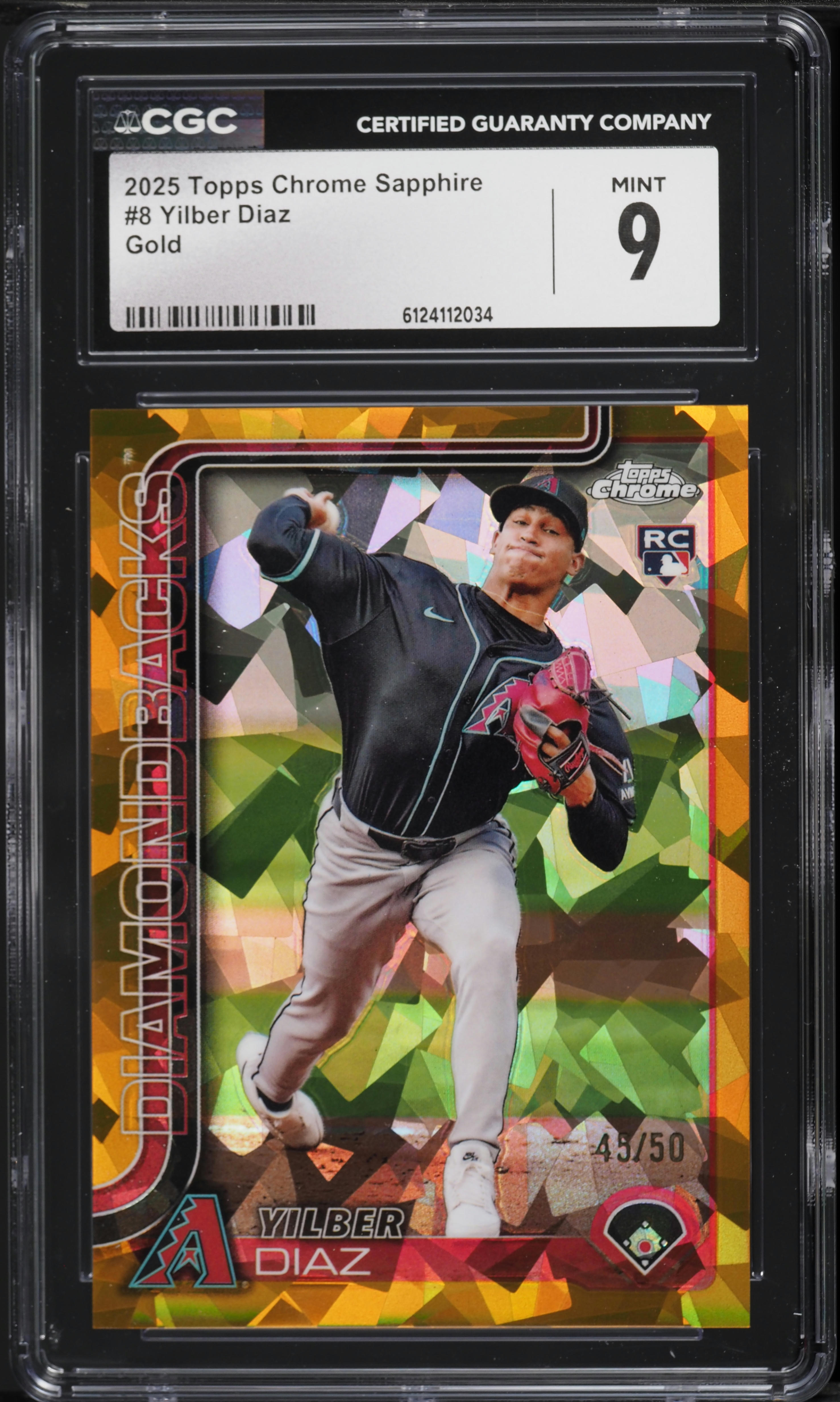 2025 Topps Chrome Sapphire Gold Yilber Diaz ROOKIE /50 #8 CGC 9