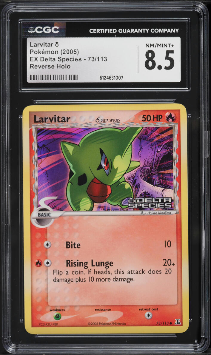 2005 Pokemon EX Delta Species Reverse Holo Larvitar #73 CGC 8.5 NM-MT+