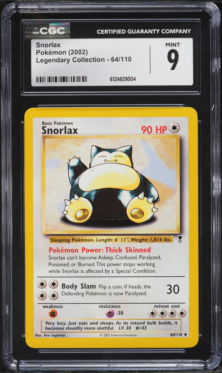 2002 Pokemon Legendary Collection Snorlax #64 CGC 9 MINT