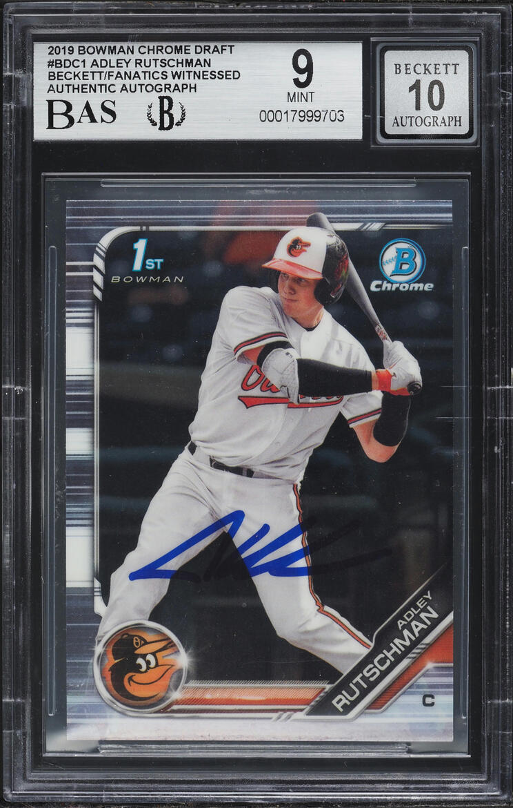 2019 Bowman Chrome Draft Adley Rutschman PROSPECT AUTO #BDC-1 BAS BGS 9 MINT