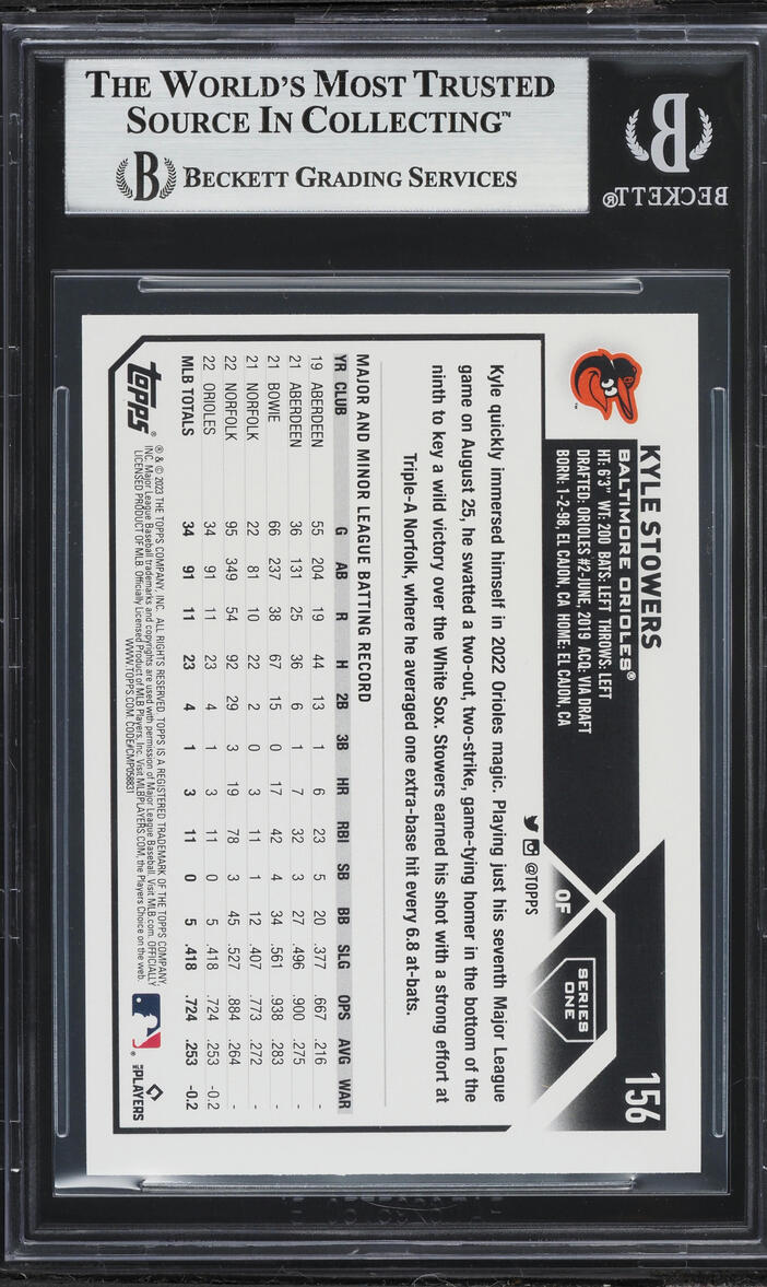 2023 Topps 1st Edition Kyle Stowers ROOKIE #156 BGS 9 MINT