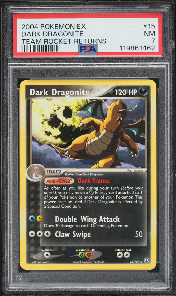 2004 Pokemon EX Team Rocket Returns Dark Dragonite #15 PSA 7 NRMT