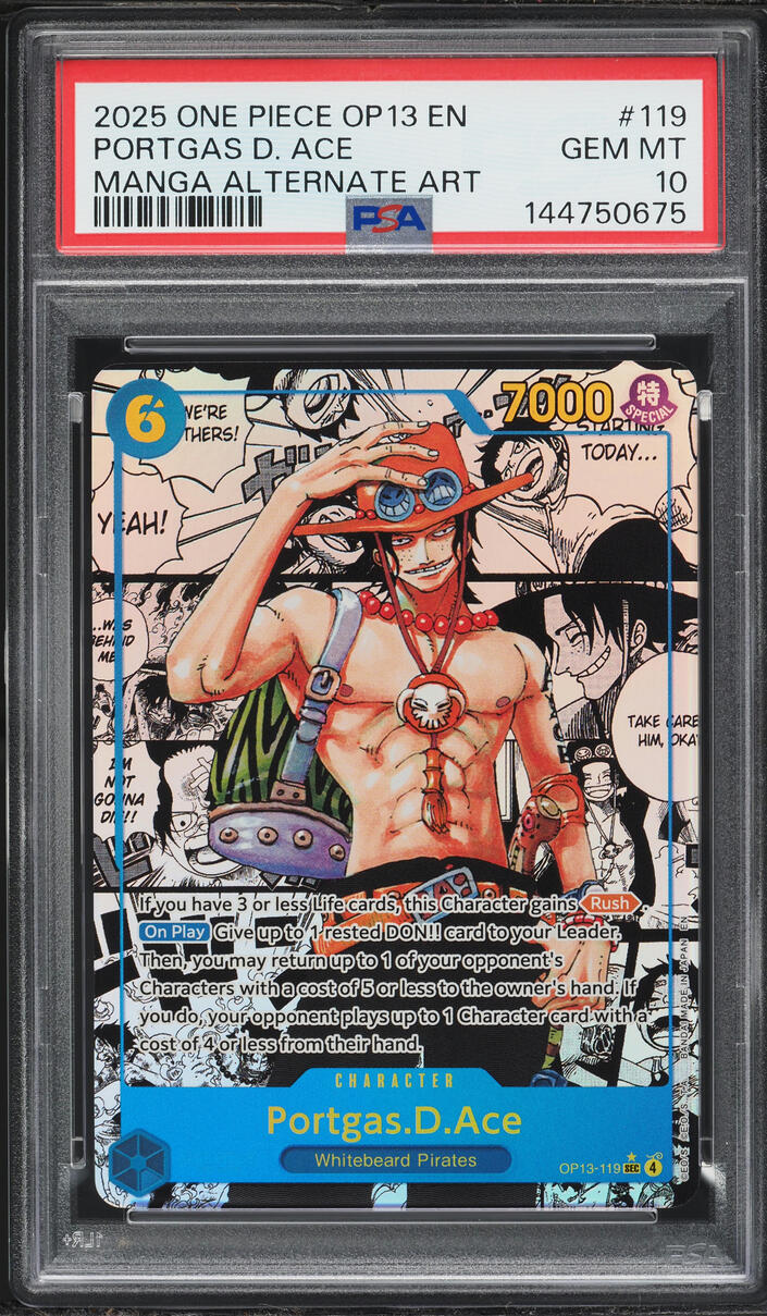 2025 One Piece Carrying On His Will Manga Art Portgas D. Ace #OP13-119 PSA 10 GEM MINT