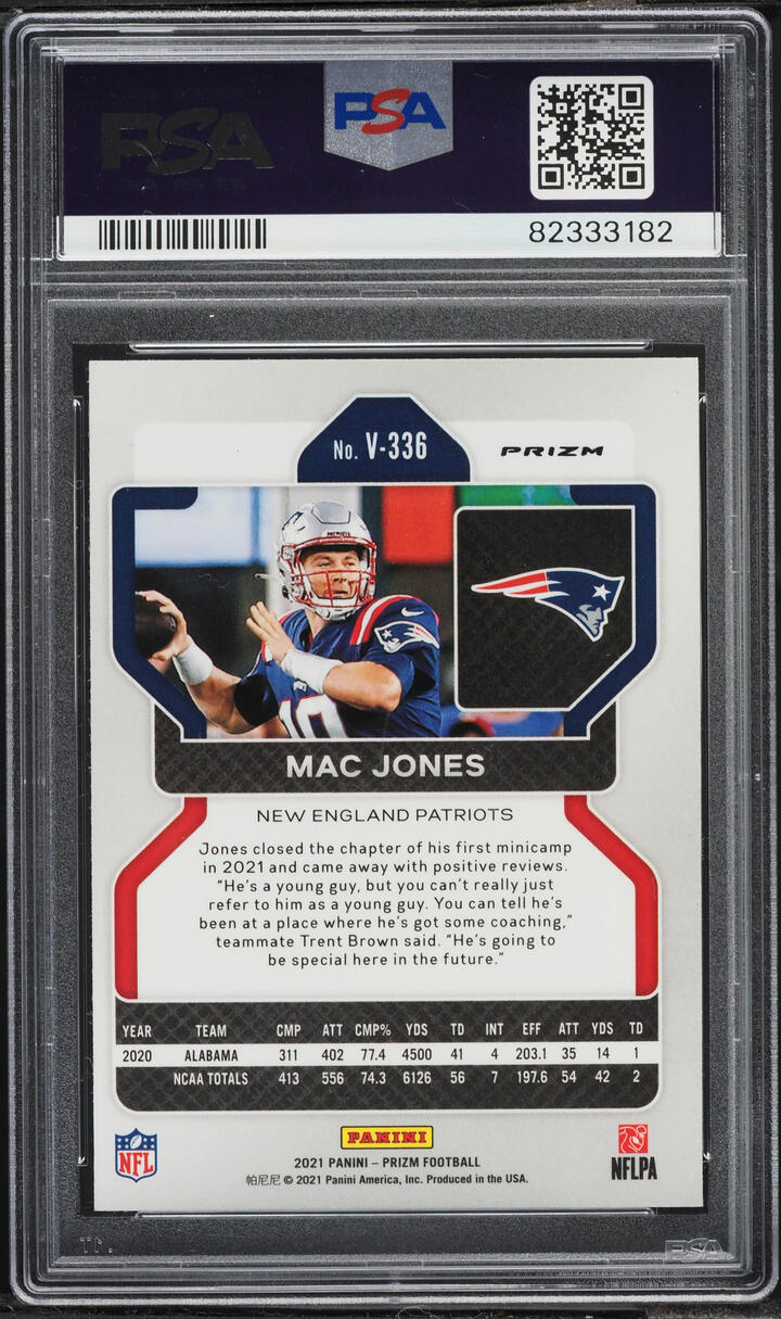 2021 Panini Prizm Variation Silver Mac Jones ROOKIE #V-336 PSA 9 MINT