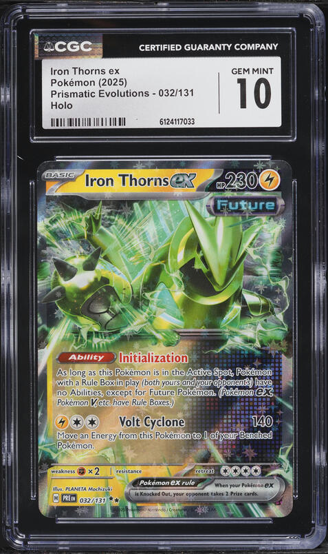 2025 Pokemon Scarlet & Violet Prismatic Evolutions Holo Iron Thorns ex #32 CGC 10 GEM MINT
