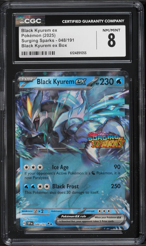2025 Pokemon SV Surging Sparks Black Kyurem ex Box Black Kyurem EX #048 CGC 8 NM-MT
