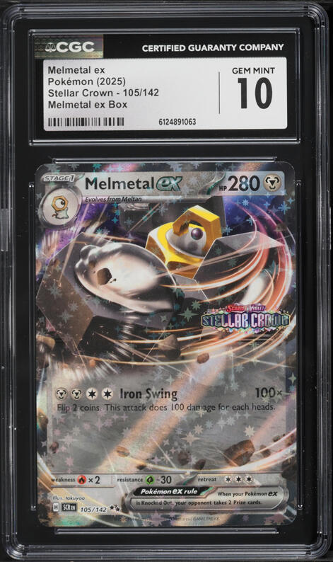 2025 Pokemon Scarlet & Violet Stellar Crown Melmetal ex Box Melmetal EX #105 CGC 10 GEM MINT