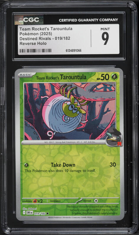 2025 Pokemon Destined Rivals Reverse Holo Team Rocket's Tarountula #019 CGC 9 MINT