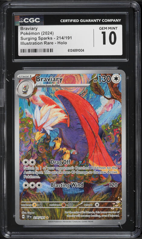 2024 Pokemon Scarlet & Violet Surging Sparks IR Braviary #214 CGC 10 GEM MINT