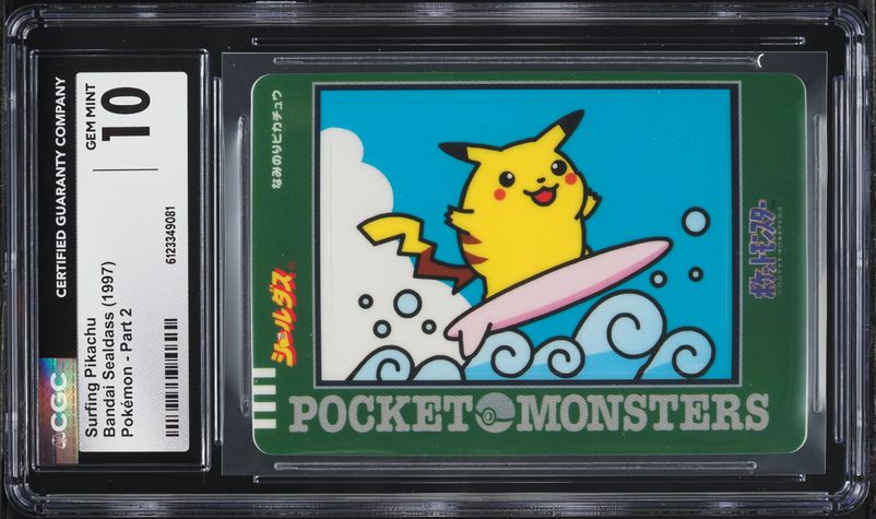 1998 Pokemon Japanese Bandai Sealdass Part 2 Surfing Pikachu CGC